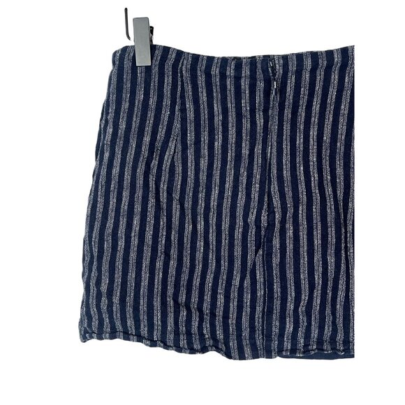 Forever 21 Blue White Linen Blend Striped Button Front Mini Skirt Medium - Picture 6 of 12